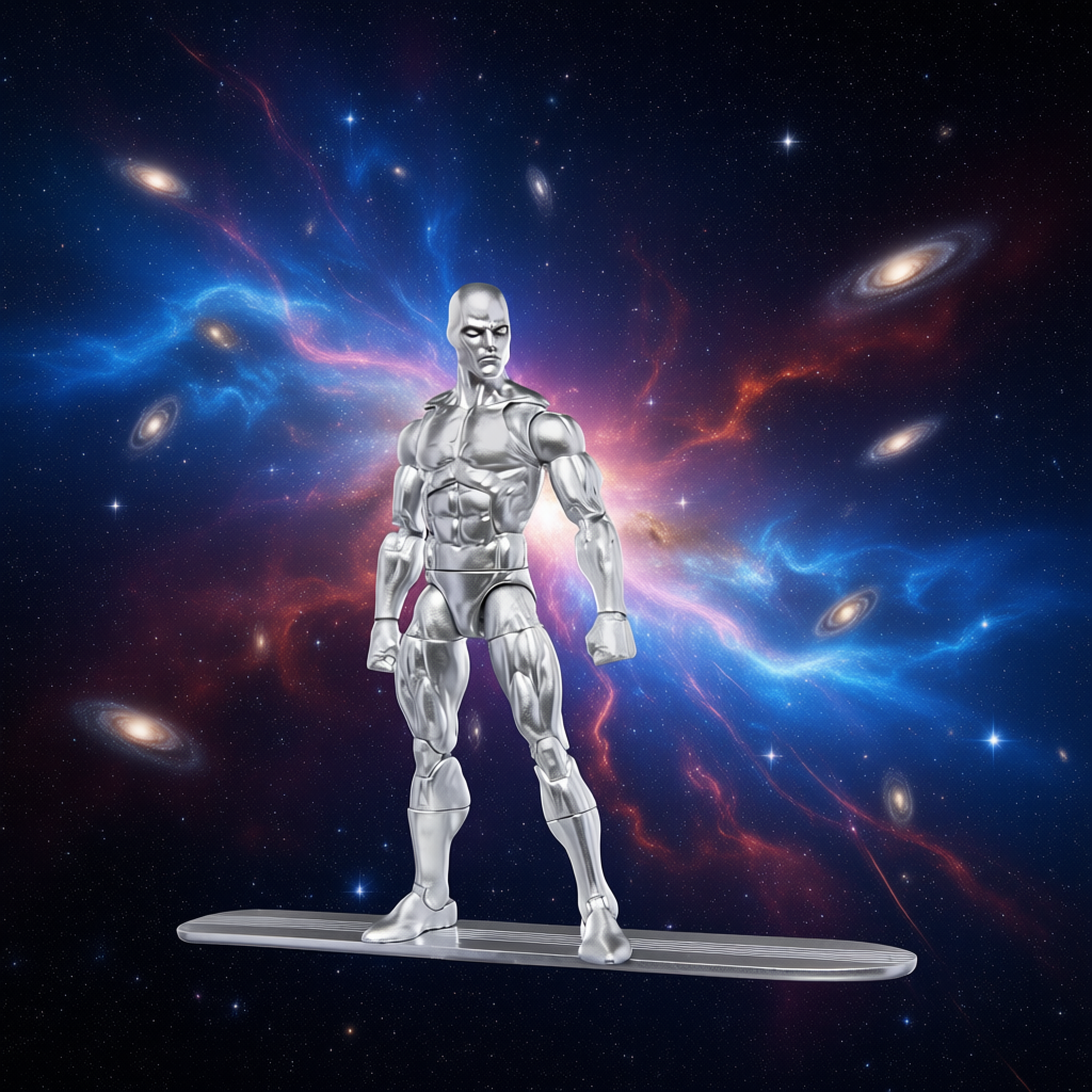 Marvel Legends Series Silver Surfer, Silver Surfer #1 (1968) and Fantastic Four Comics-Inspired Collectible 6-Inch Scale Action Figure with Character-sized Comic Accessory